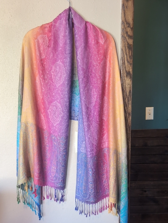 Other - Multicolor Paisley Ombre Shawl Scarf - Pink, Purple & Blue